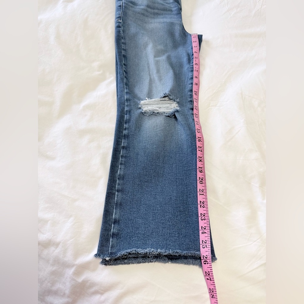 Good American | SZ 14/ 32 | Straight Jeans Indigo Blue | Cropped Distressed - Picture 8 of 9